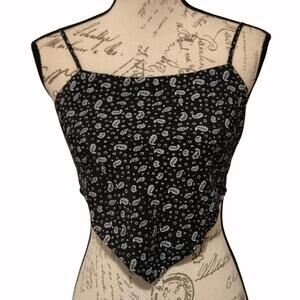 LA Hearts Black and White Paisley Bandana Top Size Small - Summer Y2K Style